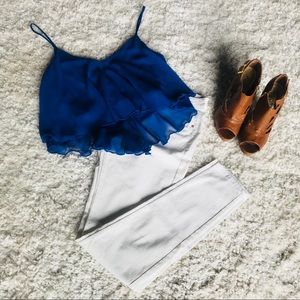 Blue Crop Tank Top | Blouse Top | Crop Top